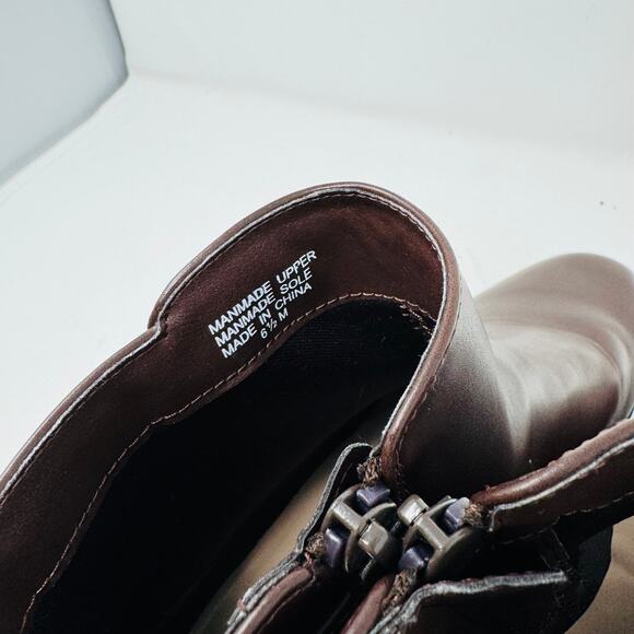 Ann Taylor Womens Ankle Leather Boots Round Toe Cherry Zipped Sides Sz 6.5 - Picture 7 of 15